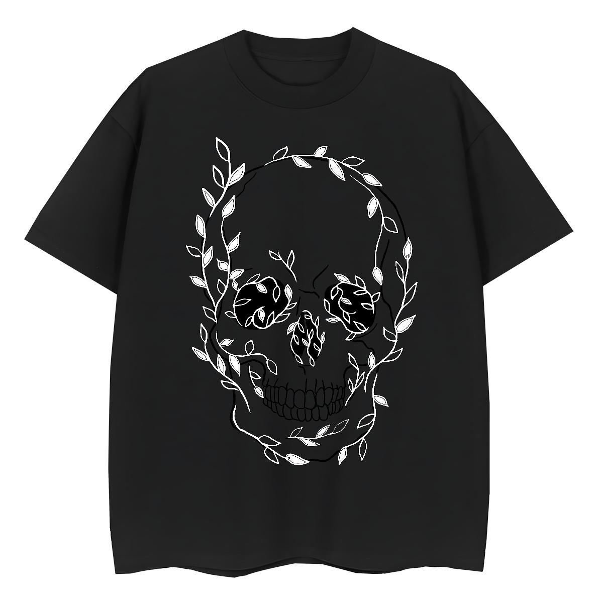 Fashion New T-Shirts 230g Pure Cotton Short Sleeve O-Neck Hip Hop skull Couples T Shirts Designer Nice DIY Printed Wear