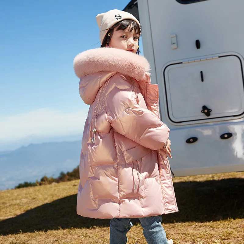 Down Coat Fashion Girls winter coat faux fur hooded Parkas childrens thick white down jacket TZ659 H241010