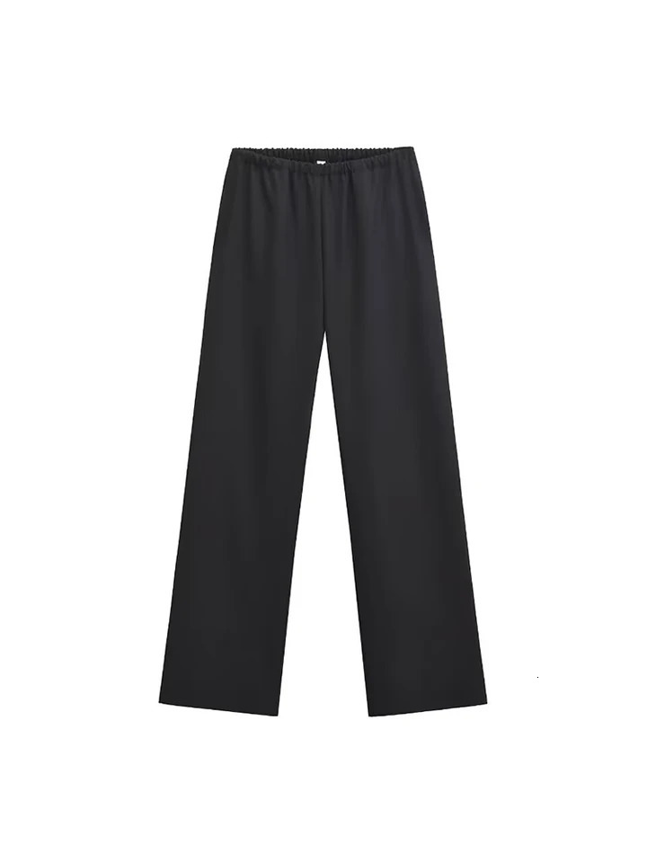 Willshela Womens Fashion with Bow Solid 2piece Set Back Button Shirt Retro Wide Legs Trouser Pants 241008