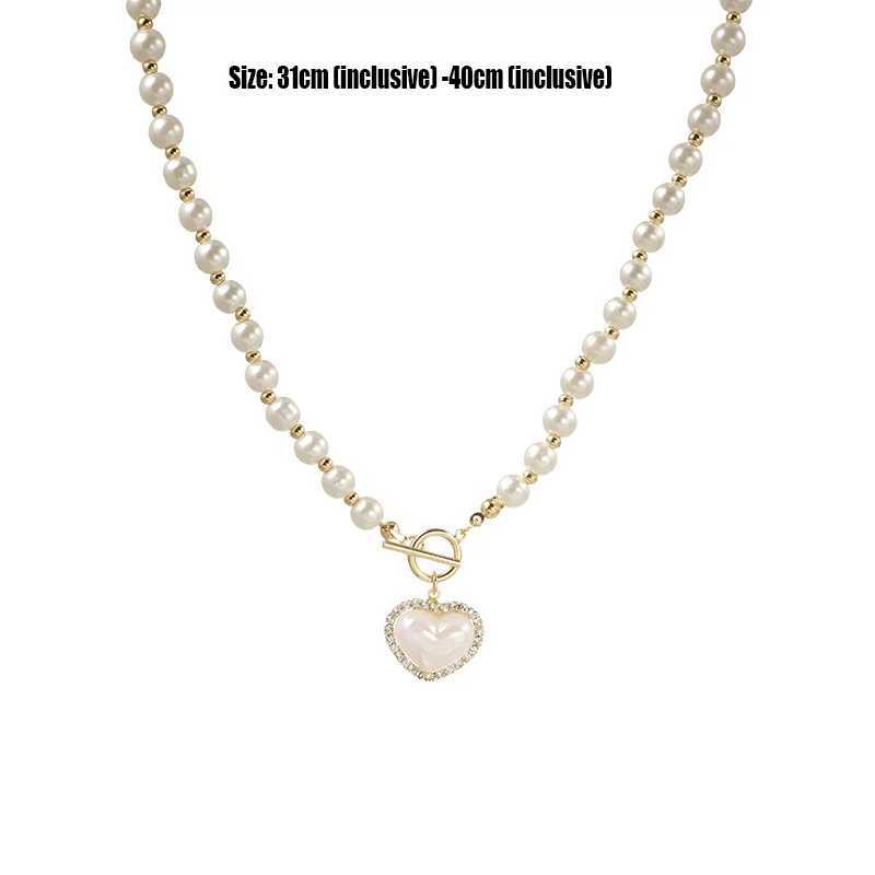 Instagram New Super Immortal Style Imitation Pearl Love Necklace Cool And Sweet Ot Buckle Collar Chain WomenX241009