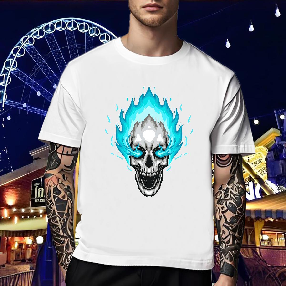 Comfortable Men T Shirts 230g Cotton skull Street wear Hip Hop Custom Big Size Short Sleeve O-Neck Men Tops Tees Fashion Design Tshirts