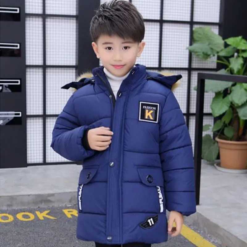 Down Coat New childrens clothing Coats Plus thick velvet jacket with detachable hat suitable for park winter cotton padded boys H241010