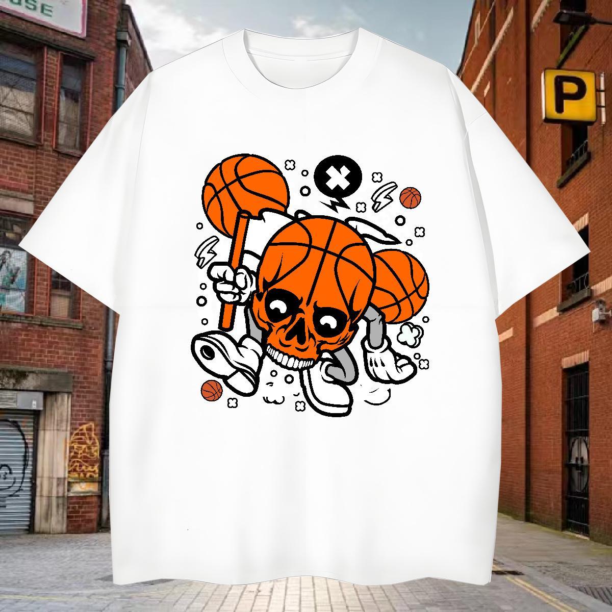 Loose Man T Shirts 230g Pure Cotton ET Hip Hop Skull Breathable Short Sleeve Men Tees Fashion Designer Tops Shirt