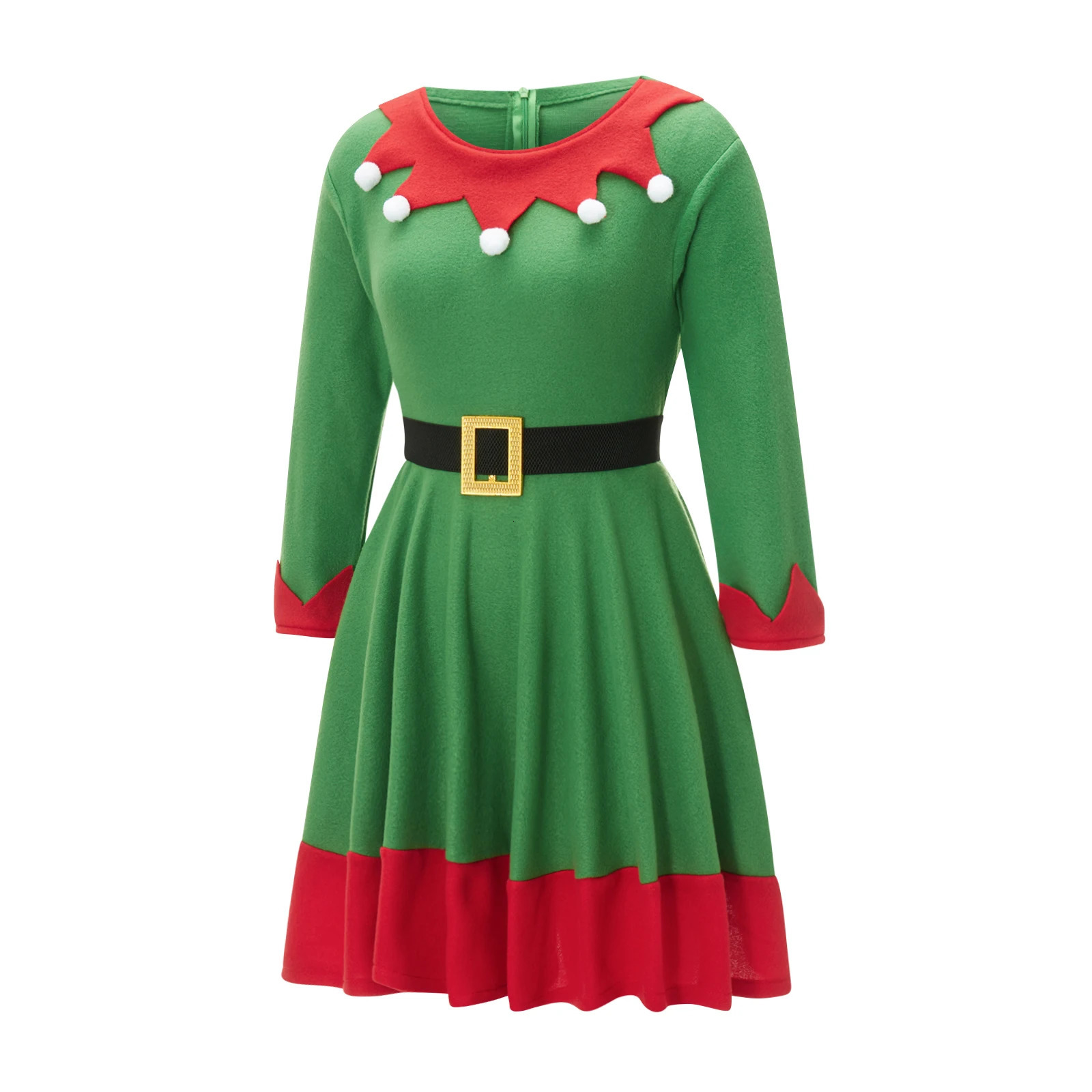 Womens Christmas elf costume with belt stockings and hat suitable for roleplaying party costumes 241007