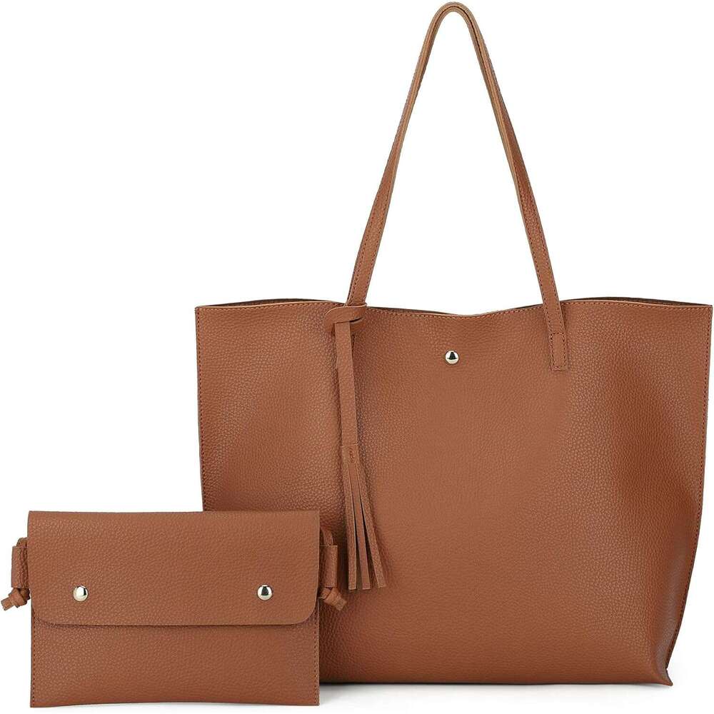 Women's Faux PU Leather Tote Shoulder Purses Bag for women, Big Capacity Tassel Handbag