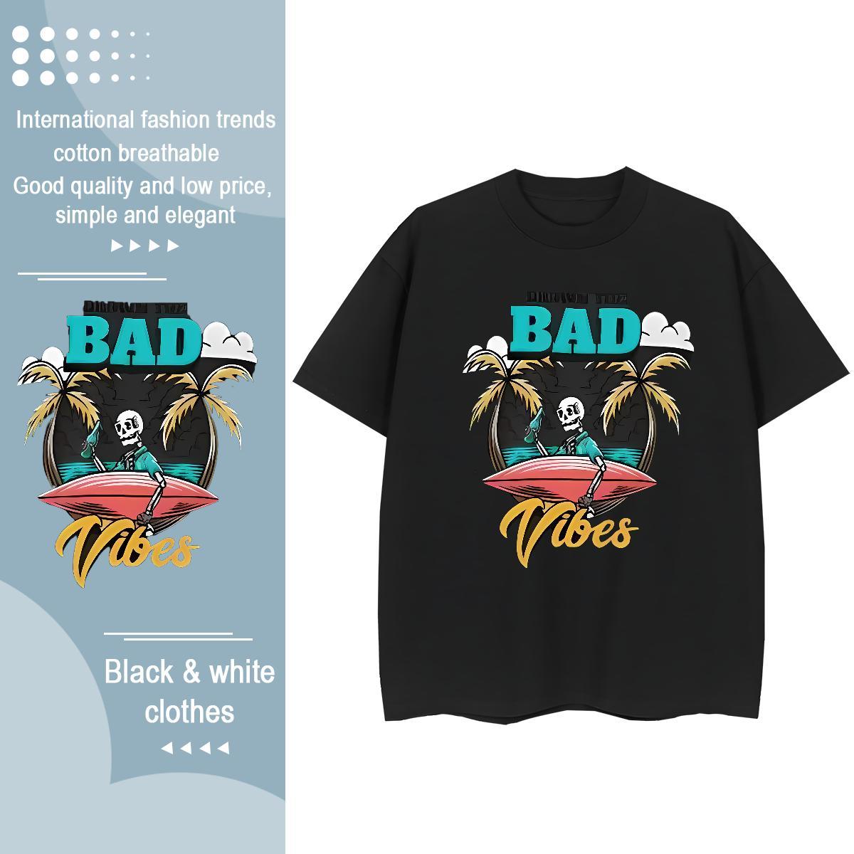 Fashion Casual Womens T Shirts 230g Cotton Short sleeve Soft Casual Daily Wear surfing Couples T Shirts Loose Custom Printed Tshirts