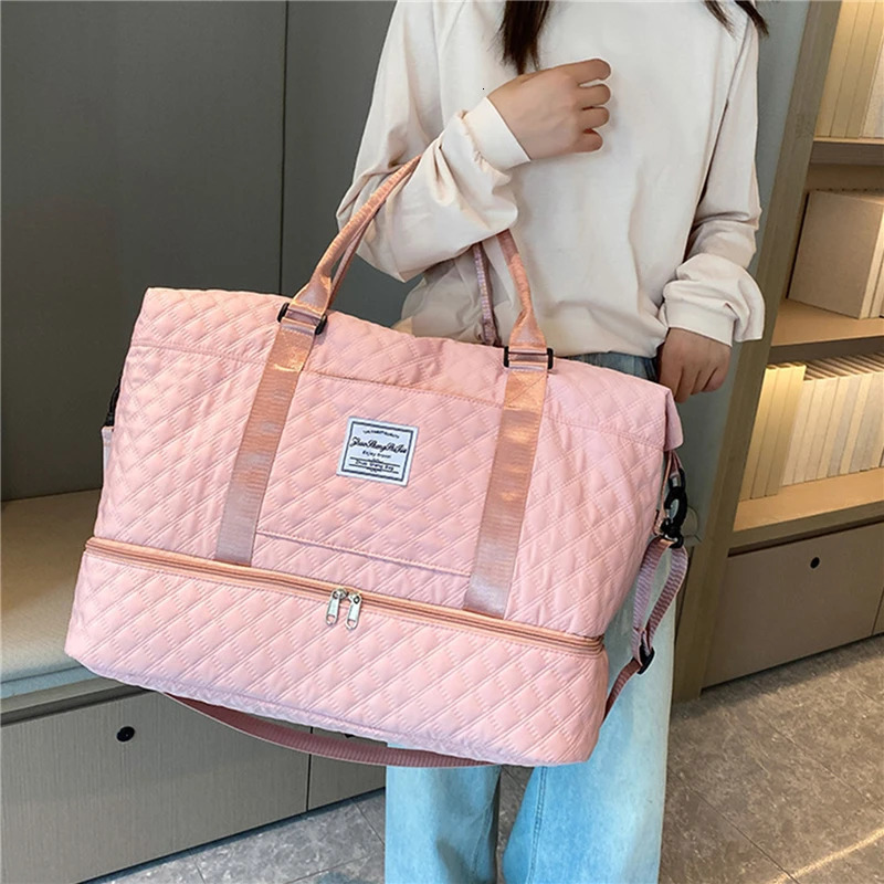 Womens large capacity travel bag waterproof handbag travel luggage bag womens yoga fitness bag with shoes company 240925