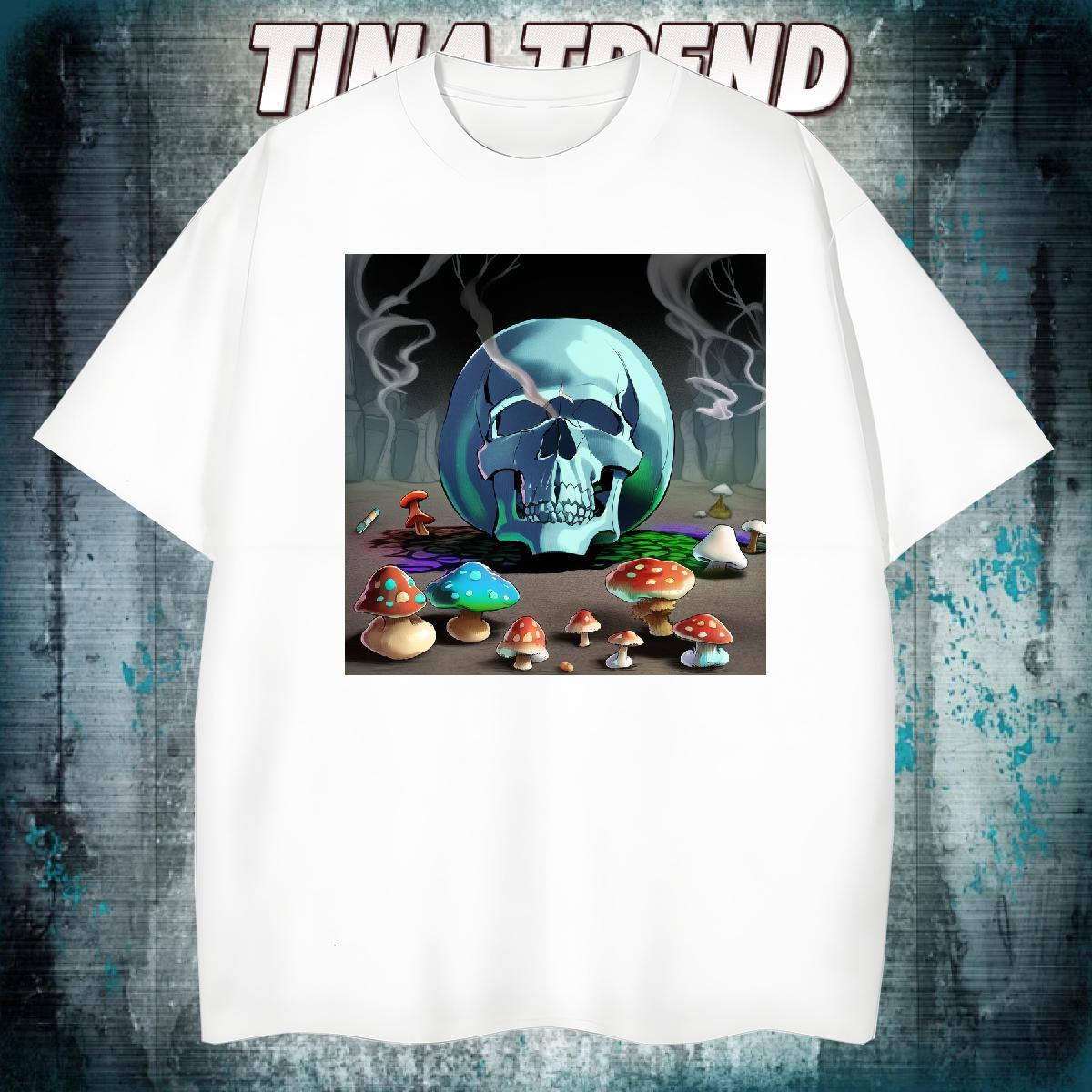 Comfortable Man T Shirts 230g Cotton skull Anime Printing Street Cartoon Print Breathable Short Sleeve Mens Tshirts Stylist Clothings