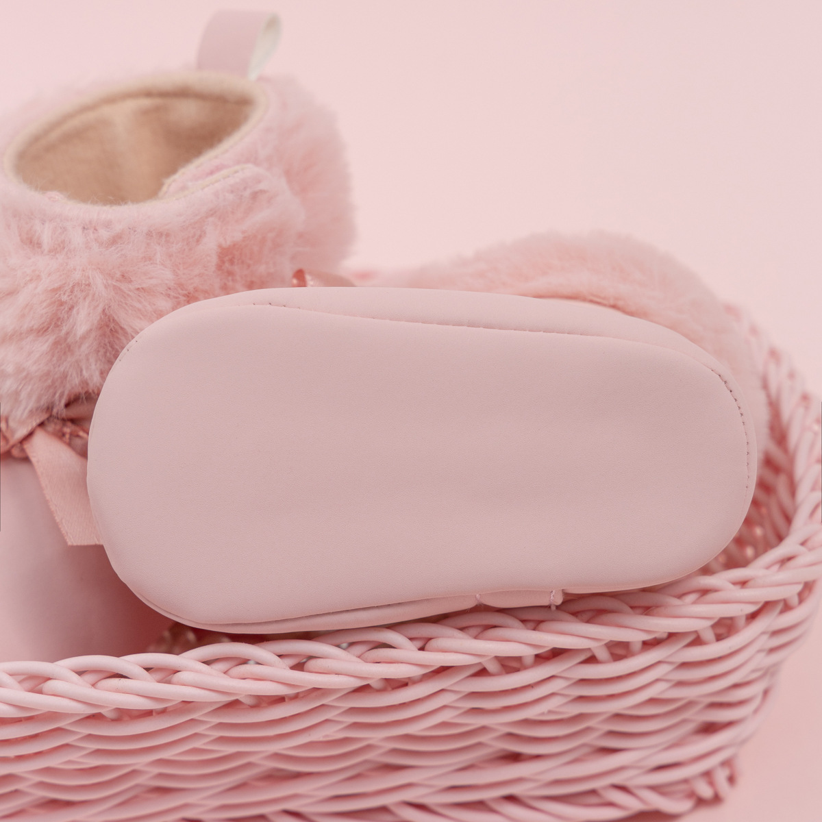 Pink Toddler With Bow Velvet Fluzzy Autumn Winter Baby Snow Boots Kids Girls Warm Shoes Happysteps First Walkers Shoes 0-18M