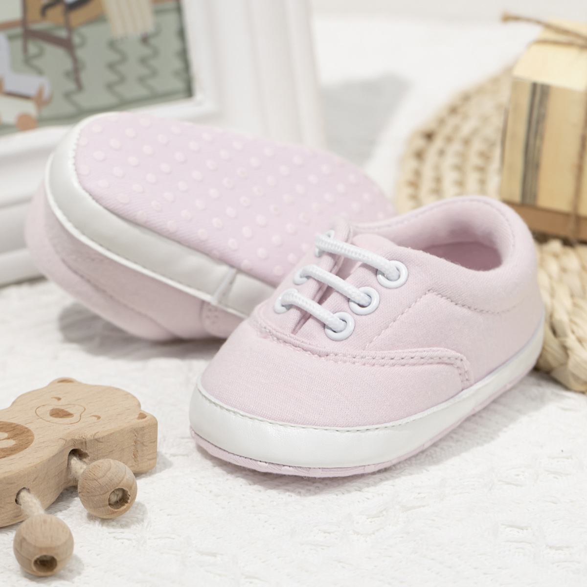 Baby Canvas Shoes Toddlers Boy Girl Sneakers Newborns Lace-up Anti-slip Sport First Walkers Happysteps Infant Crib Shoes