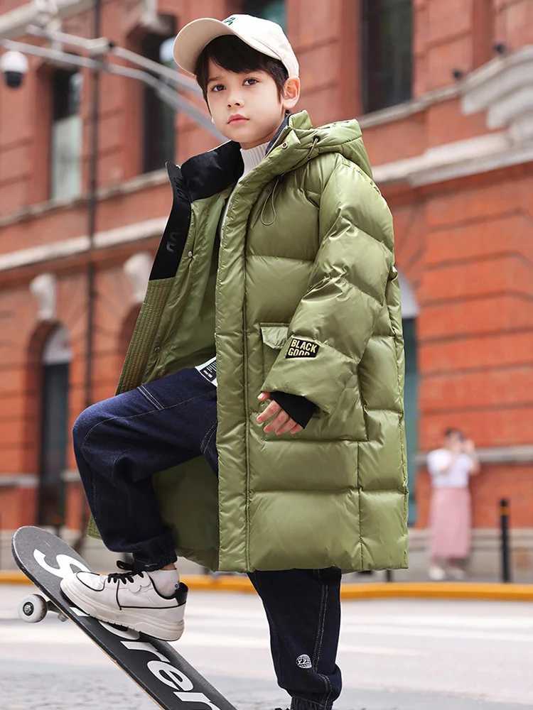 Down Coat OLE 2024 Winter Childrens Down Jacket Thick Waterproof Long Teenage Boys Jacket 5-16 Years Old Parka H241010