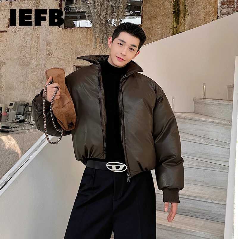 Mens Down Parkas IEFB winter mens cotton clothing ribbed cuffs zipper white duck down jacket loose niche design fashionable 2024 mens apron jacket 9C3