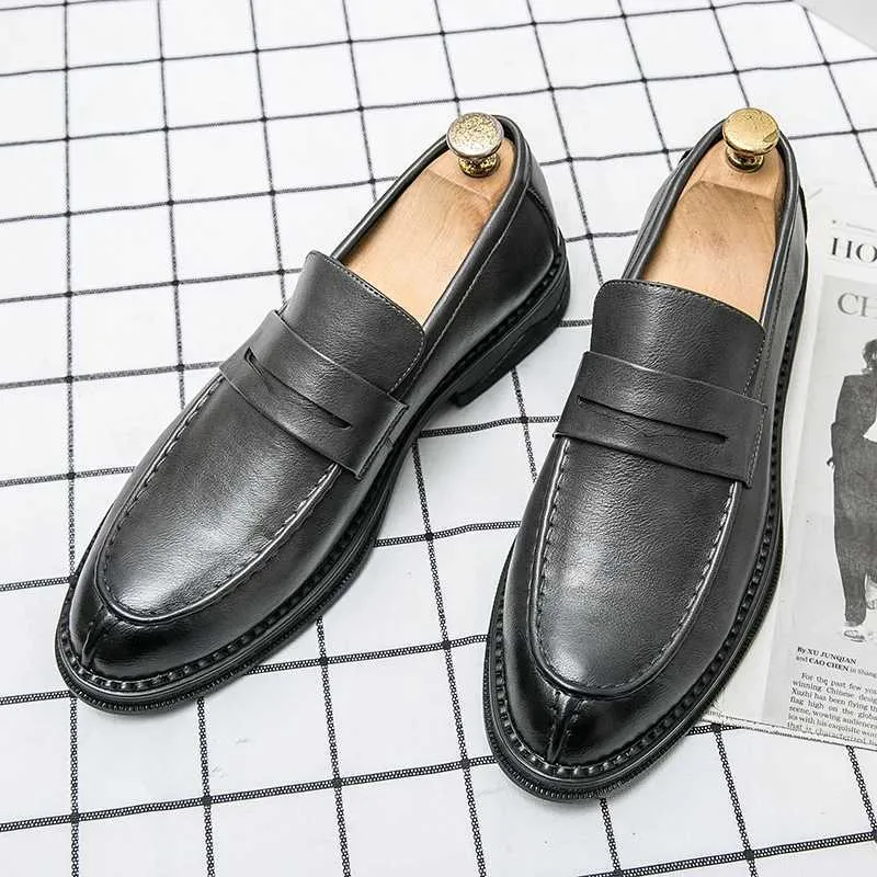 Premium Sier Business Mens Oxford Leather Brand Loafers Slip On High Quality Wedding Soft Sole Dress Shoes H240709 241122