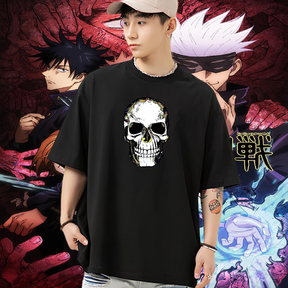 Soft T shirt 230g Cotton skull Casual Beach Cartoon Print Crew Neck Men Tops Tees New Designer Top Tees
