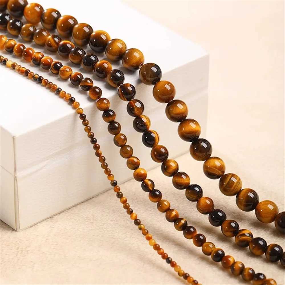 Natural Yellow Tigers Eye Stone Loose Beads Yellow Tiger Eye Beads DIY Handmade Beaded Bracelet Necklace Jewelry Material BeadsX241010