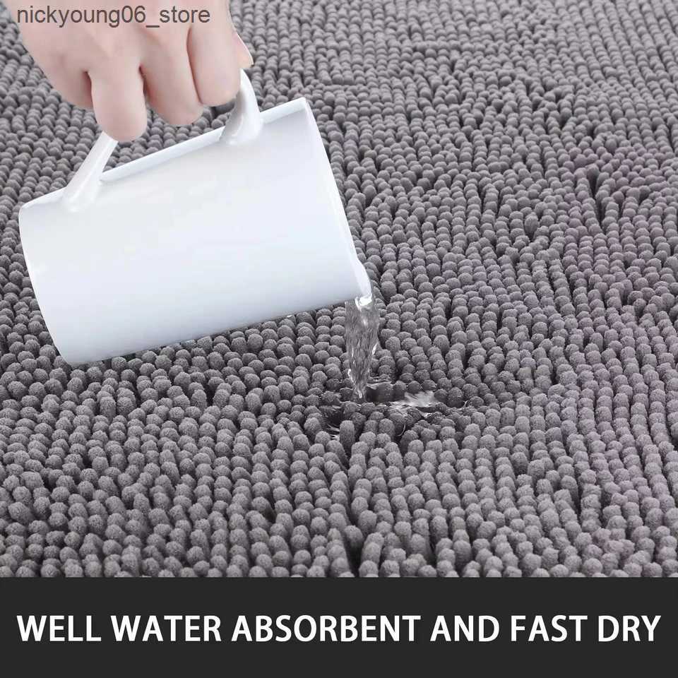 Non-Slip Bath Mats NOAHAS Non Slip Bathroom Rug Shaggy Bath Mat Washable Rugs Bathroom Shower Soft Plush Chenille Absorbent Carpets Mats L240910