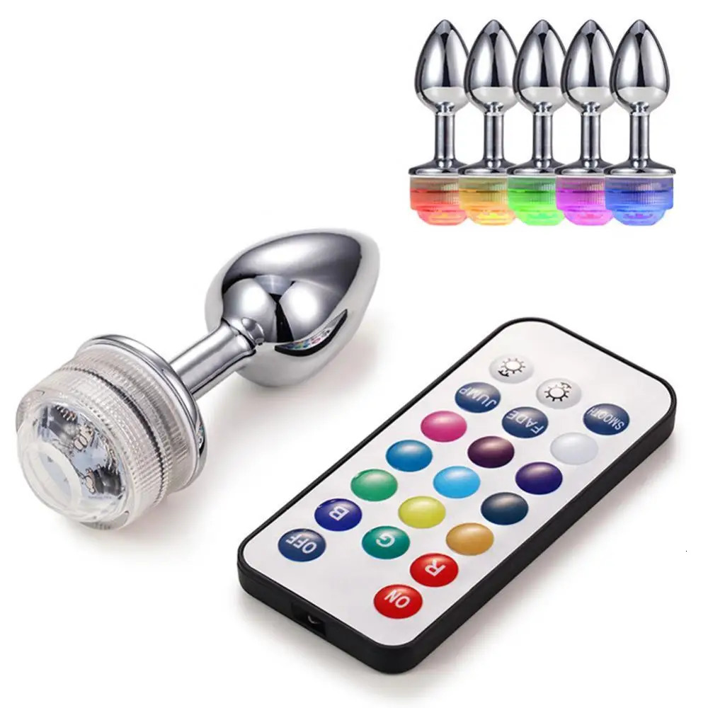 Sex Toy Anal Plug Metal Dilator Bead Remote Control Color Changing LED Light Color Changing Masturbation Tool for women 241010