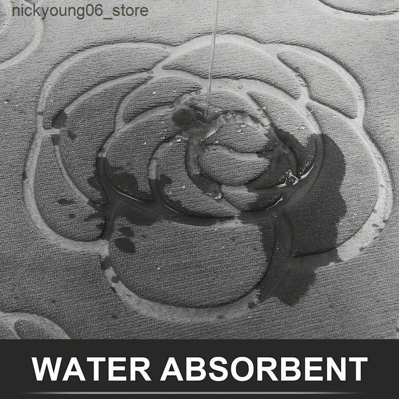 Non-Slip Bath Mats Rose Bath Mat Bathroom Rug Quick Dry Non Slip Area Mat Coral Fleece Bath Floor Mat Soft Absorbent Washable Carpet Shower Doormat L2