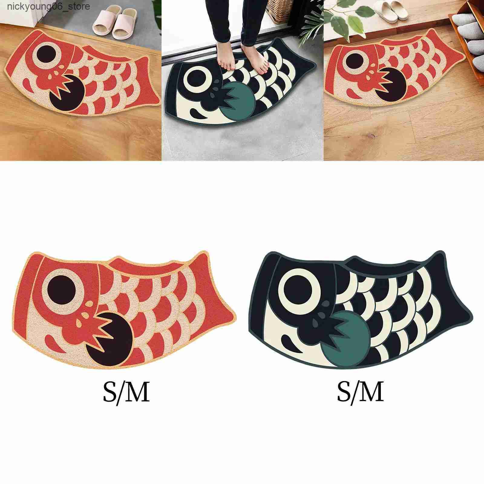 Non-Slip Bath Mats Japanese Koi Outdoor Mat Runner Carpet Soft Floor Carpet Cute Gift Welcome Rug for Laundry Living Room Entrance Hallway Office L240