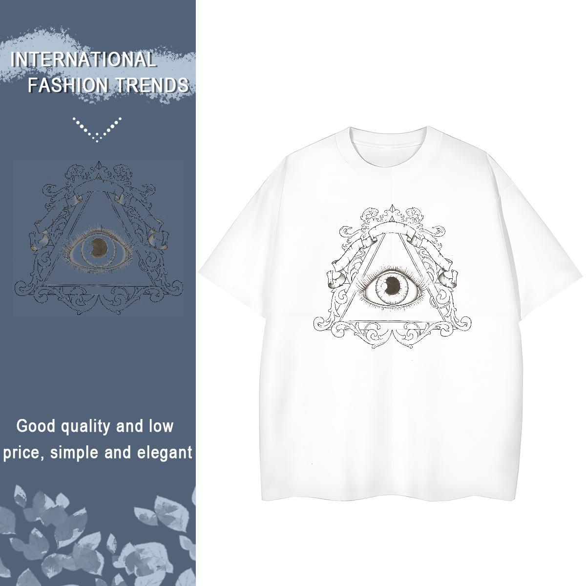 New Woman T Shirts 230g Pure Cotton Short Sleeve O-Neck Hip Hop eye of the devil Woman Tshirt Comfortable Anime Oversized Polos