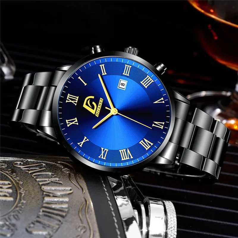 2023 Fashion Mens Gold Stainless Steel Watches Luxury Minimalist Quartz Wrist Watch Men Business Casual Watch relogio masculinoX241010