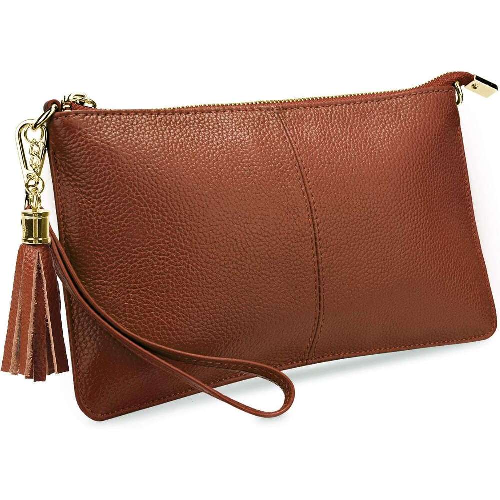 Genuine Leather Wristlet Handbags Clutch Wallet Purse Envelope Style Crossbody Bags for Women