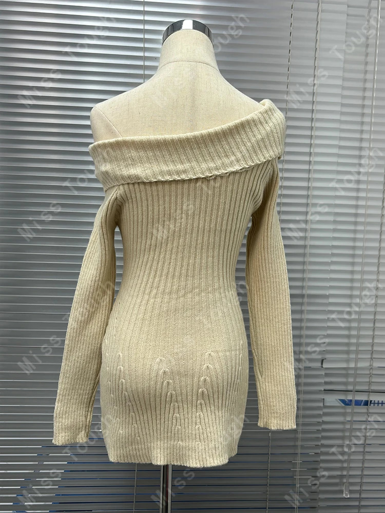 Off Shoulder Sweet Y2k Sweater Women Slash Neck Ruffles Knitted Slim Elegant Tops Female Korean Fashion Casual Pullovers 2024 241010