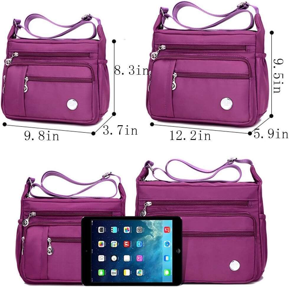 Shoulder Women's Travel Handbag Messenger Cross Body Nylon Bags with Lots of Pockets