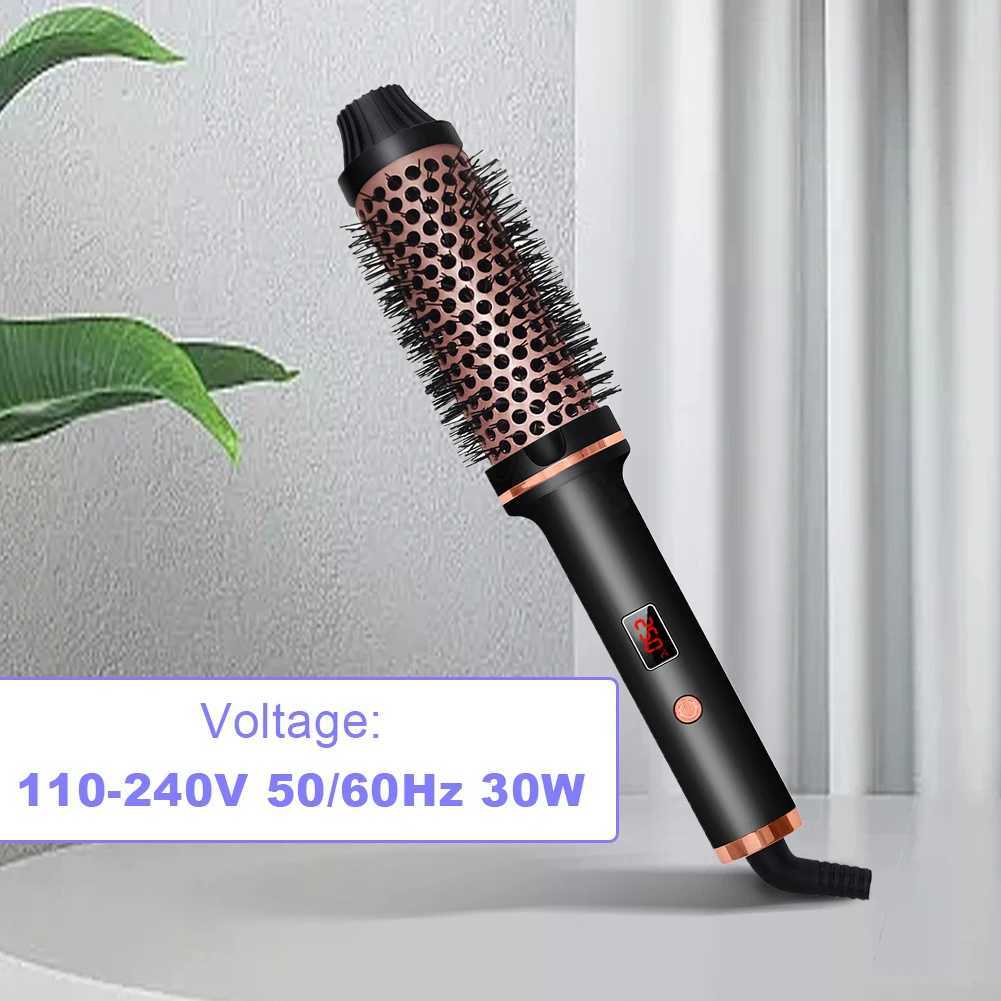 Curling Iron Brush Ceramic Tourmaline Curling Comb 5 Temperature Setting Hair Volumizing Comb 60 Min Auto Off for Home TravelXJ241010