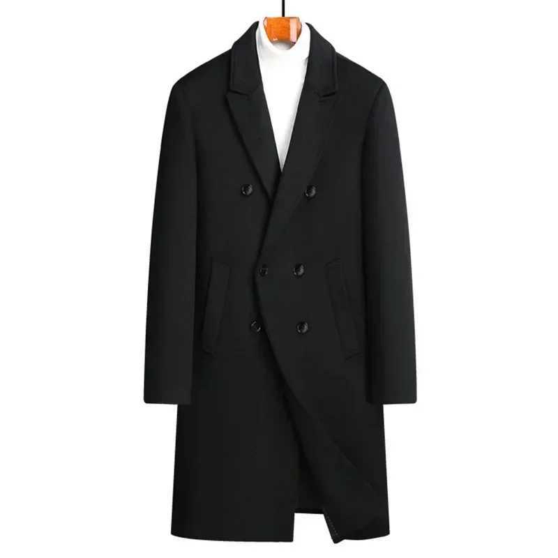 Wool content 54.5% New wool coat in autumn and winter mens long double-breasted wool coat leisure suit collar coat. winter coat LX241010