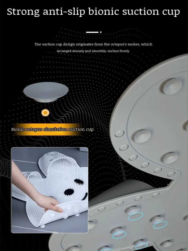 Non-Slip Bath Mats Rabbit silicone massage foot mat bathroom non-slip mat bath foot rubbing artifact foot wash to remove dead skin shower L240910