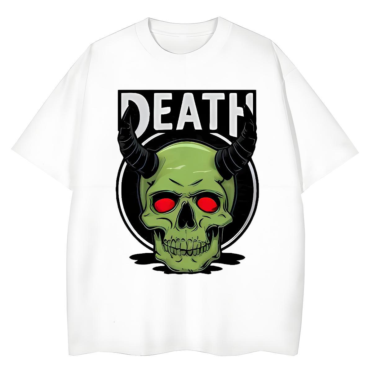 Fashion New T-Shirts 230g 100% Cotton Breathable Crew Neck Beach skull Woman Tshirt Female Plus Size Cartoon Top Shirts