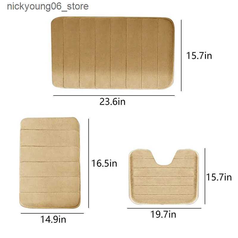 Non-Slip Bath Mats 3 Pieces Super Absorbent Bathroom Rug Mat Set Home Accessories Bathtub Anti-slip Rugs Supplies Carpet Products Washable L240910