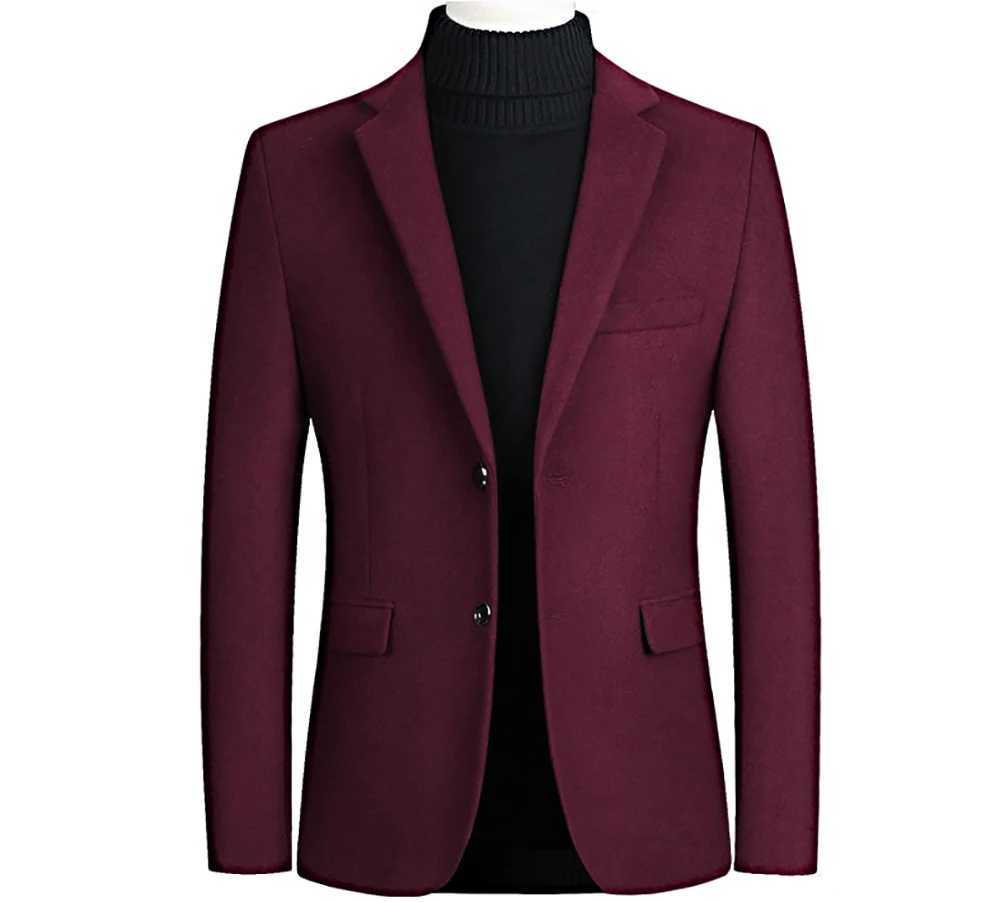 Autumn and winter mens slim woolen coat suit style solid color coat mens clothing LX241010