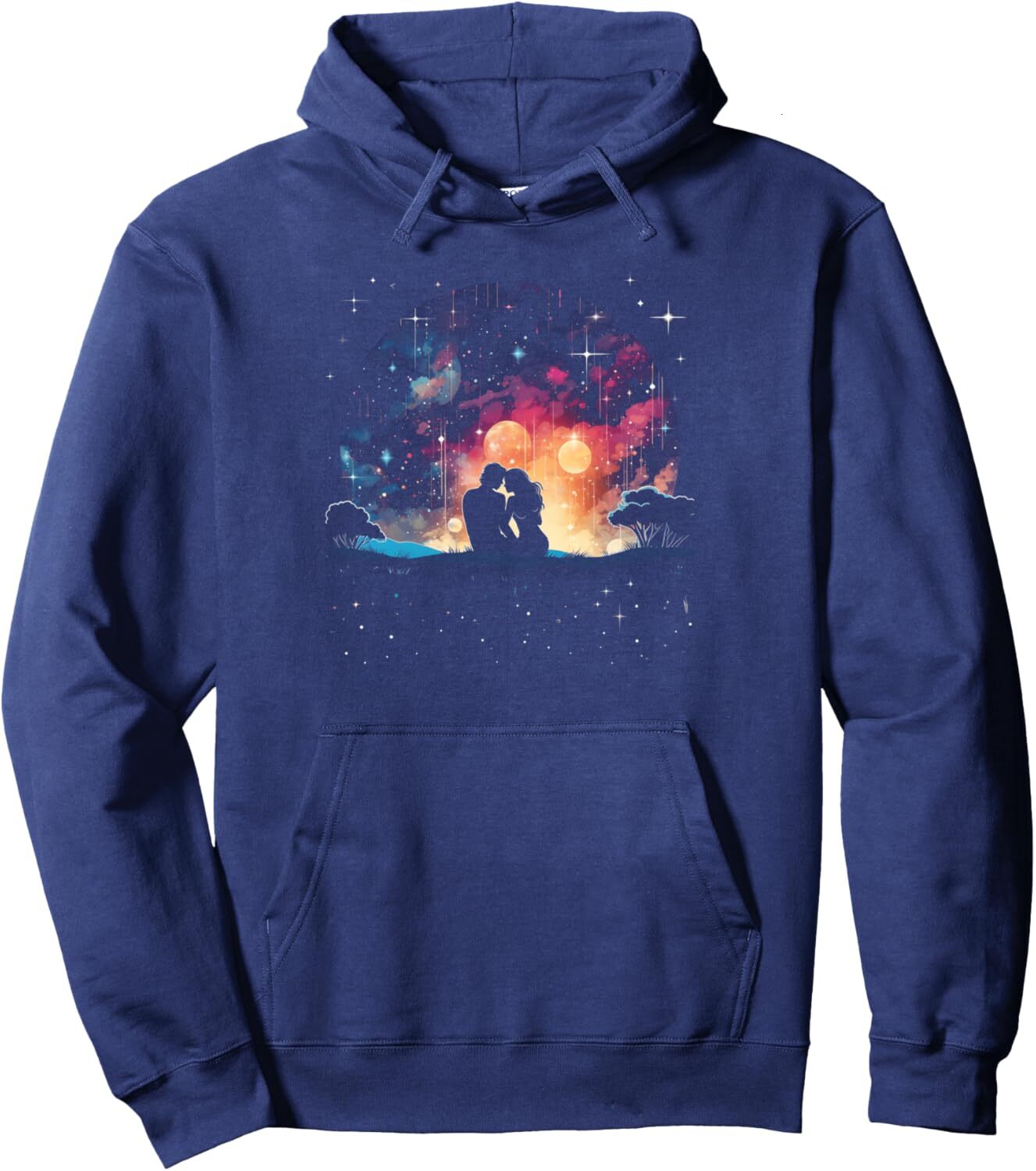 Hoodie for Mens Womens Valentines Day Stargazing Couple Stars Romantic Love Pullover Hoodie Graphic Pullover Long Sleeve