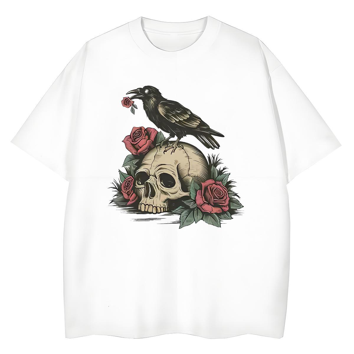 Fashion New T-Shirts for Women 230g 100% Cotton Breathable Hip Hop Street skull Tshirt for Man Woman Lady Custom Cartoon Clothes