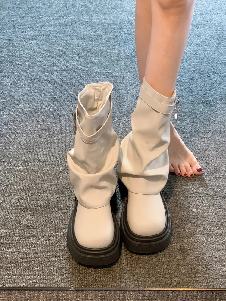 Ladies' Lock Knight Pile Pants Martin Boots Ankle Boots Booties
