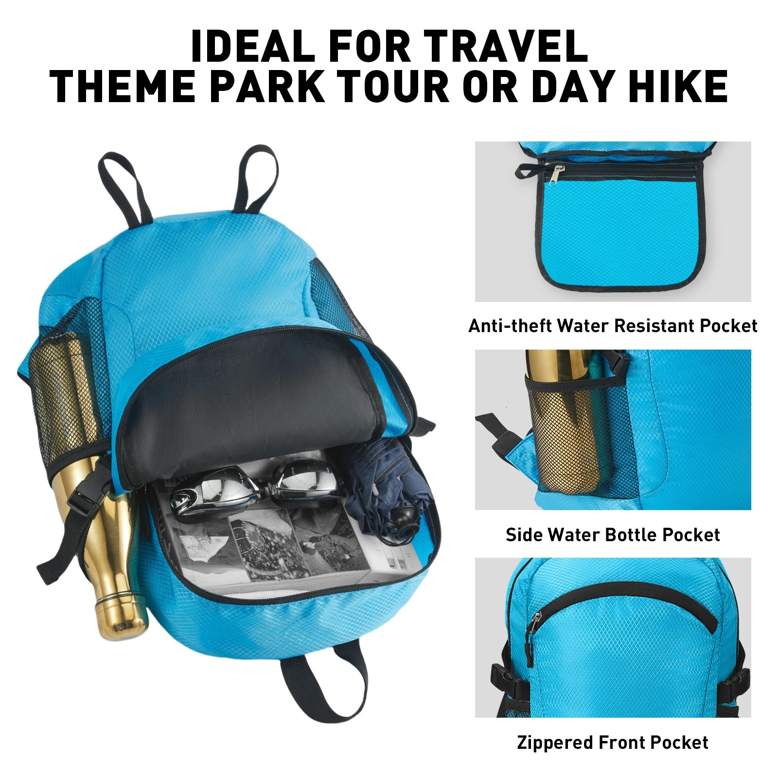 Foldable Travel Backpack Waterproof SFIUYDS Mens Backpacks Lightweight Hiking Daypack Male Women Nylon Back Pack 15L 241029