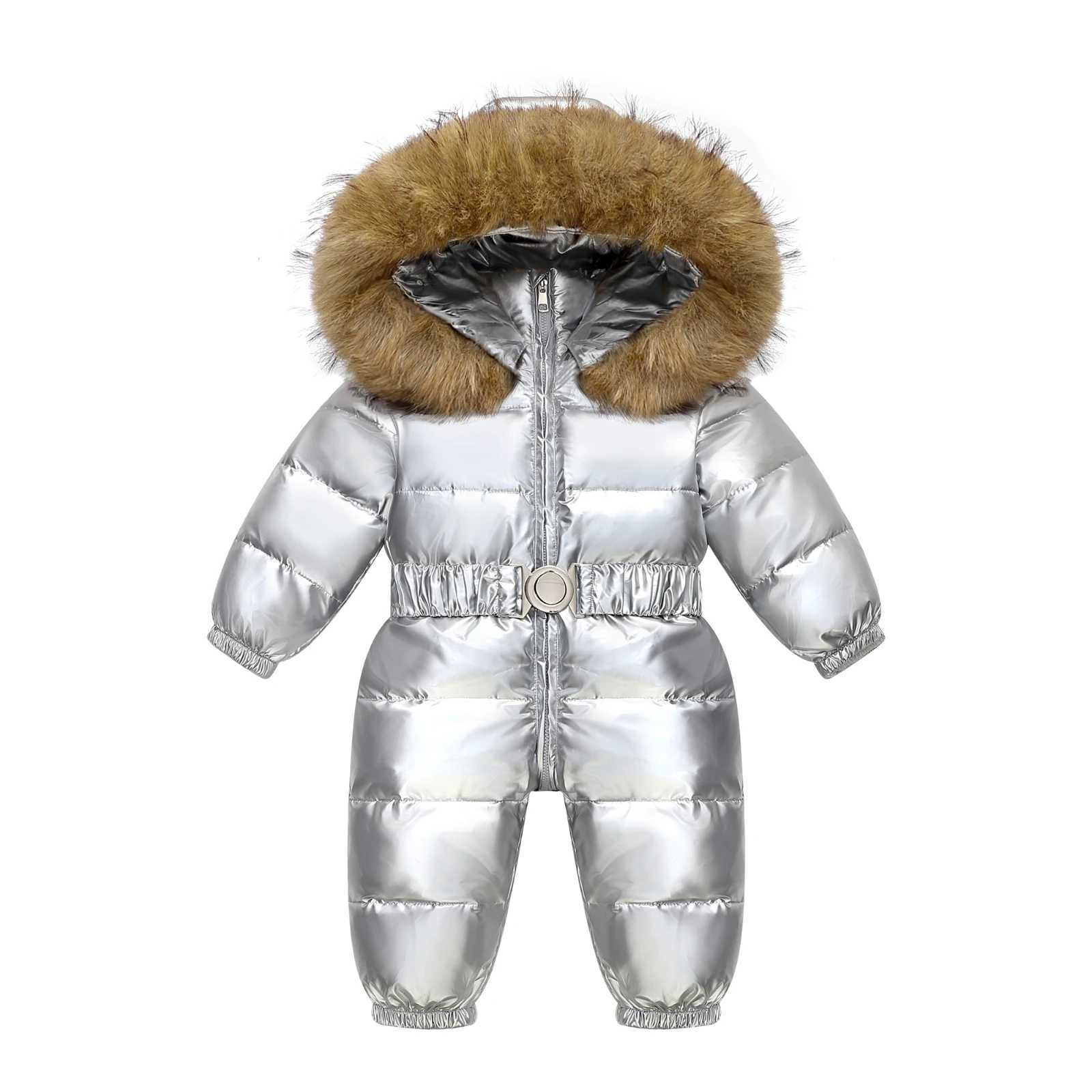 Down Coat -30 Winter Ski Suit Baby Jumpsuit Boy Overalls waterproof Warm down jacket toddler girl Clothes Child Clothing coat overcoat H241010