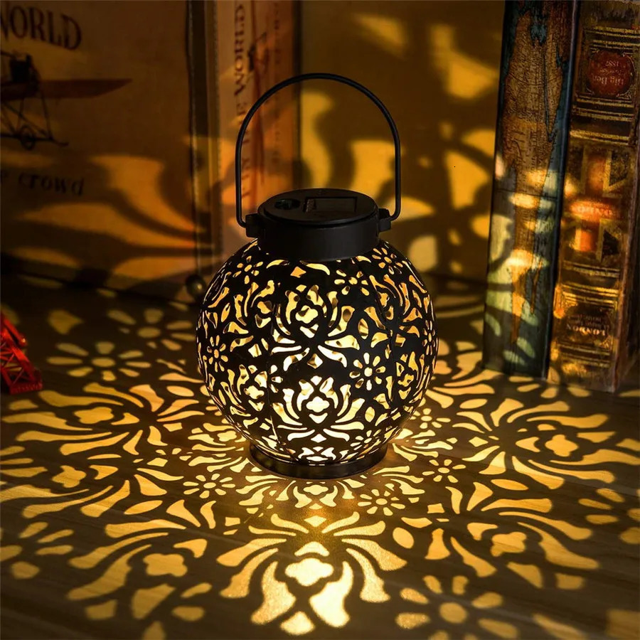 Outdoor Garden Solar Light Iron Art Pendant Hollow LED Landscape Light Garden Decoration Project Waterproof Light 241008