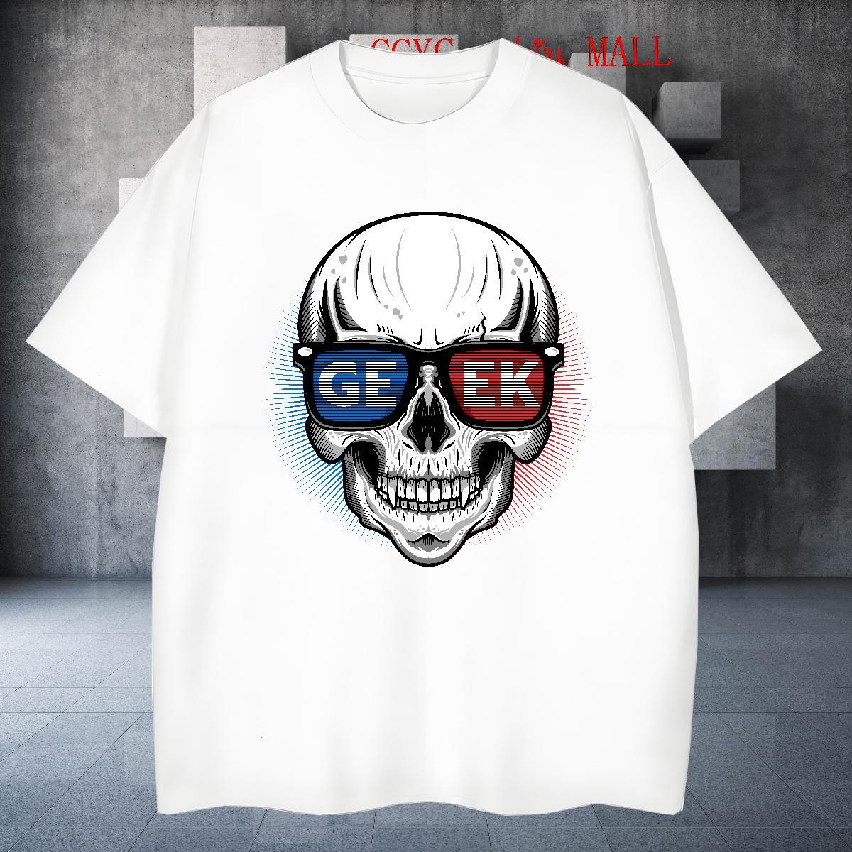 Cool T Shirts Men 100% Cotton 230g skull Casual Daily Wear Graphic O-Neck Short Sleeve Couples T Shirts Free Shipping Tops Tees