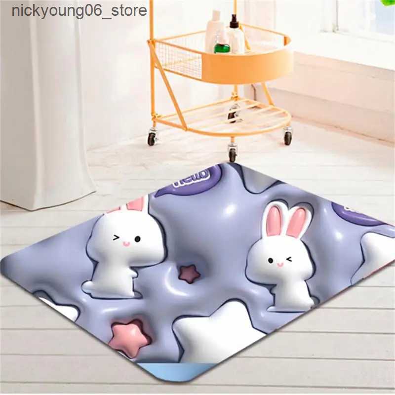 Non-Slip Bath Mats Quick-drying Floor Mat Household 3D Cartoon Pattern Bath Mats Absorbent Non-slip Diatom Mud Floor Mat Bathroom Accessories L240910