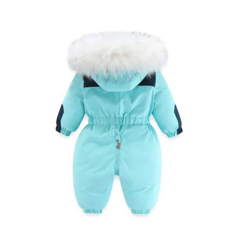 Down Coat -30 degree 2024 winter jumpsuit with velvet insulation for children aged 1-5 outerwear infants and boys snow jacket babies jumpsuits H241010