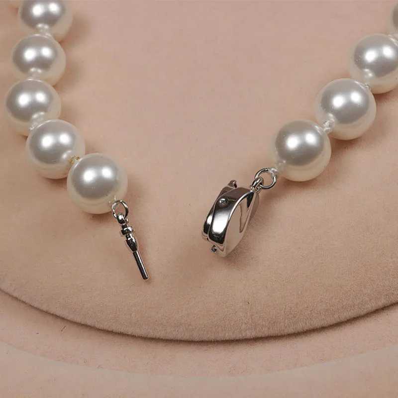 8/10MM Imitation Pearl Necklace Purple White Pearl Beads Necklace Elegant Female Fashion Chain Necklace Jewelry GiftsX241009