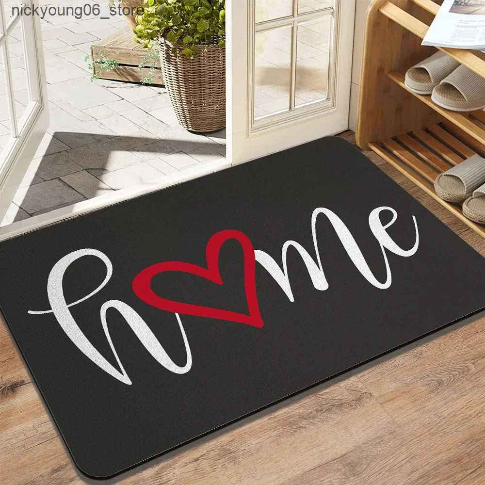 Non-Slip Bath Mats Welcome Home Mat Indoor Foot Mat for Bathroom Kitchen Bedroom Balcony Hallway Non-Slip Floor Carpet for Entrance Diatomite Mat L240