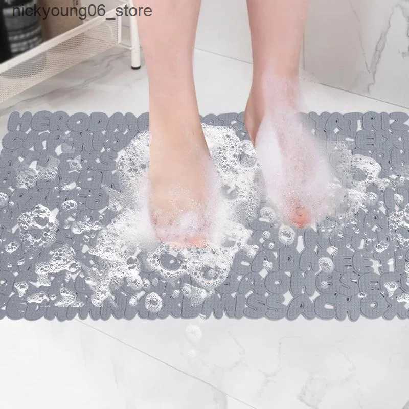 Non-Slip Bath Mats PVC Bathroom Alphabet Mats Anti Non Slip Bath Shower Massage Mat Rubber Strong Suction Bath Tub Mat Toilet Foot Mat L240910
