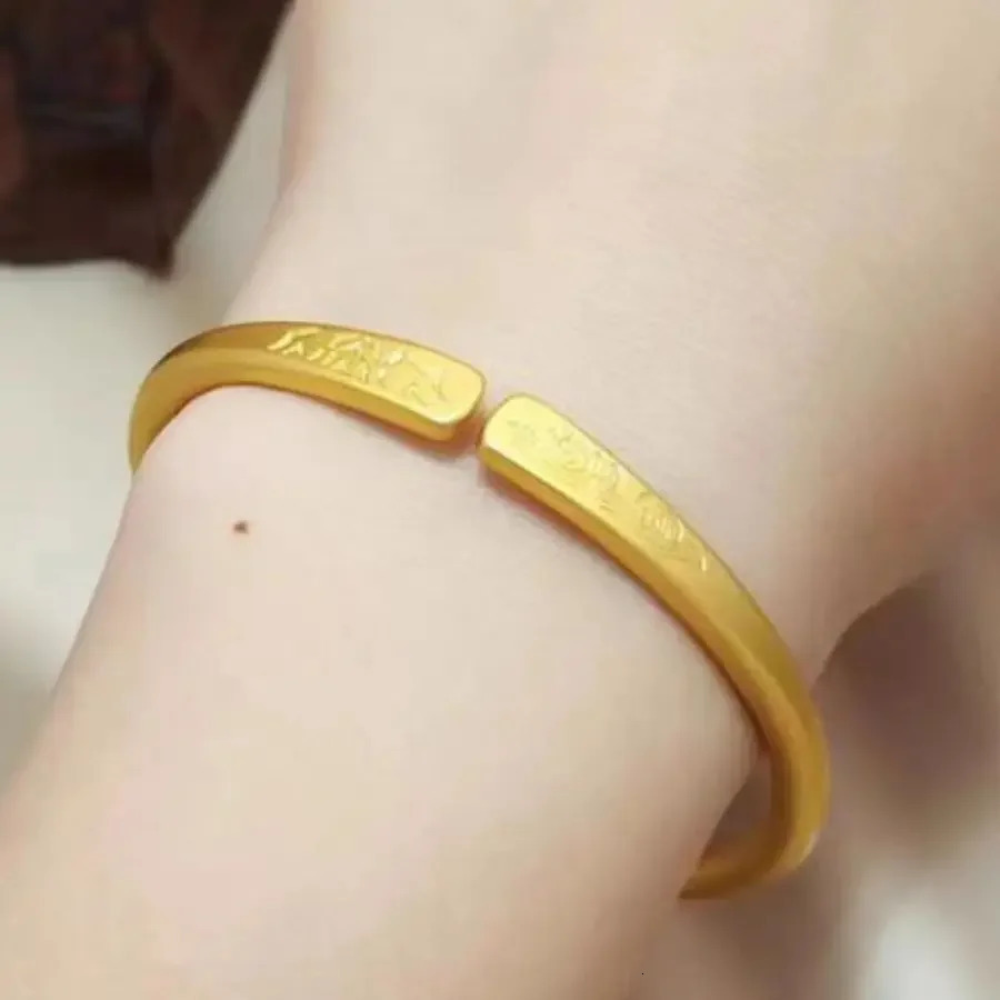 9999 Real Gold 24K Womens Promise Bracelet Yuegu Hair Open Bracelet 240929