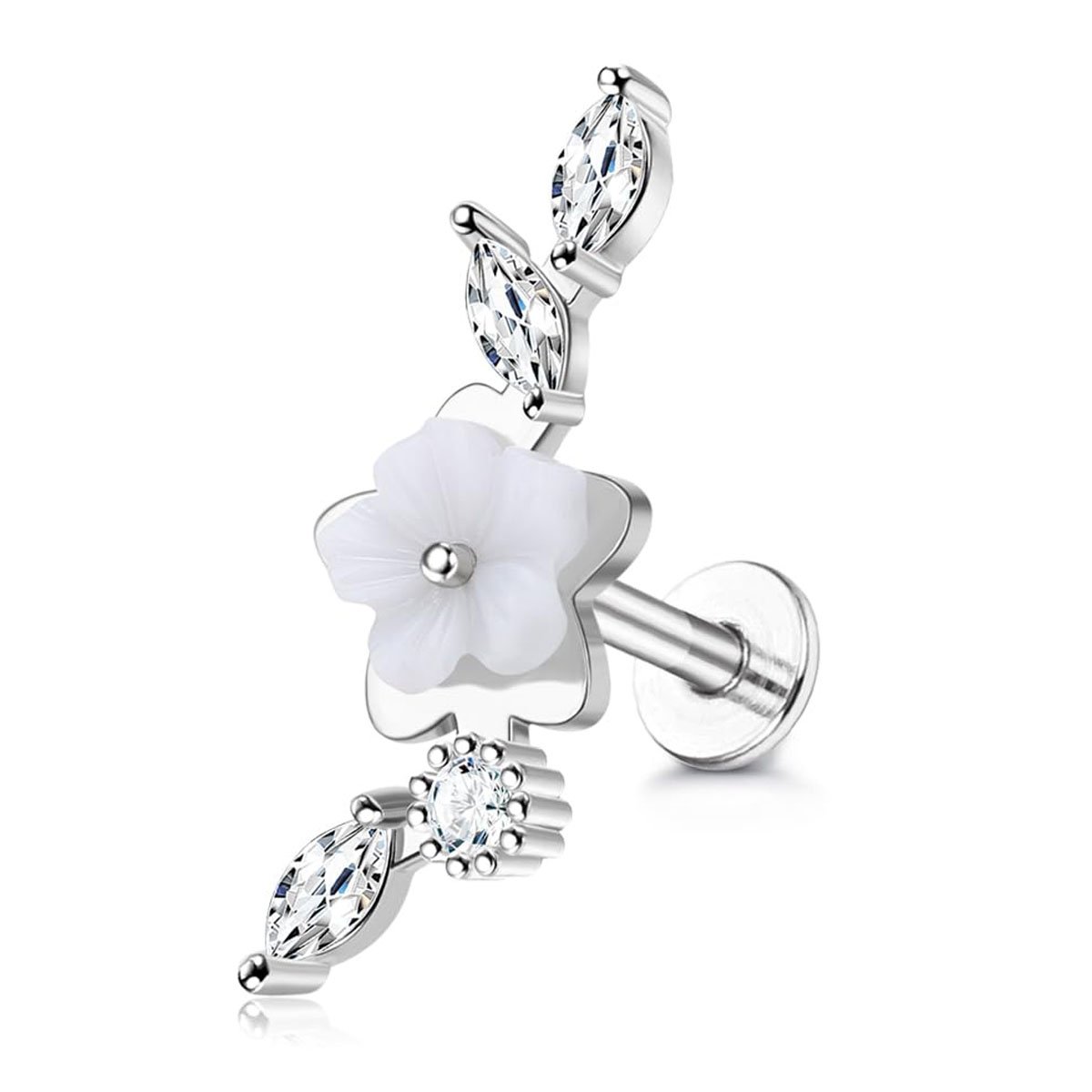 G23 Titanium Cartilage Earrings for Women 16G Pure Titanium Flat Back Stud for Sensitive Ear Cartilage Earrings Internally Threaded Conch Helix Pierci
