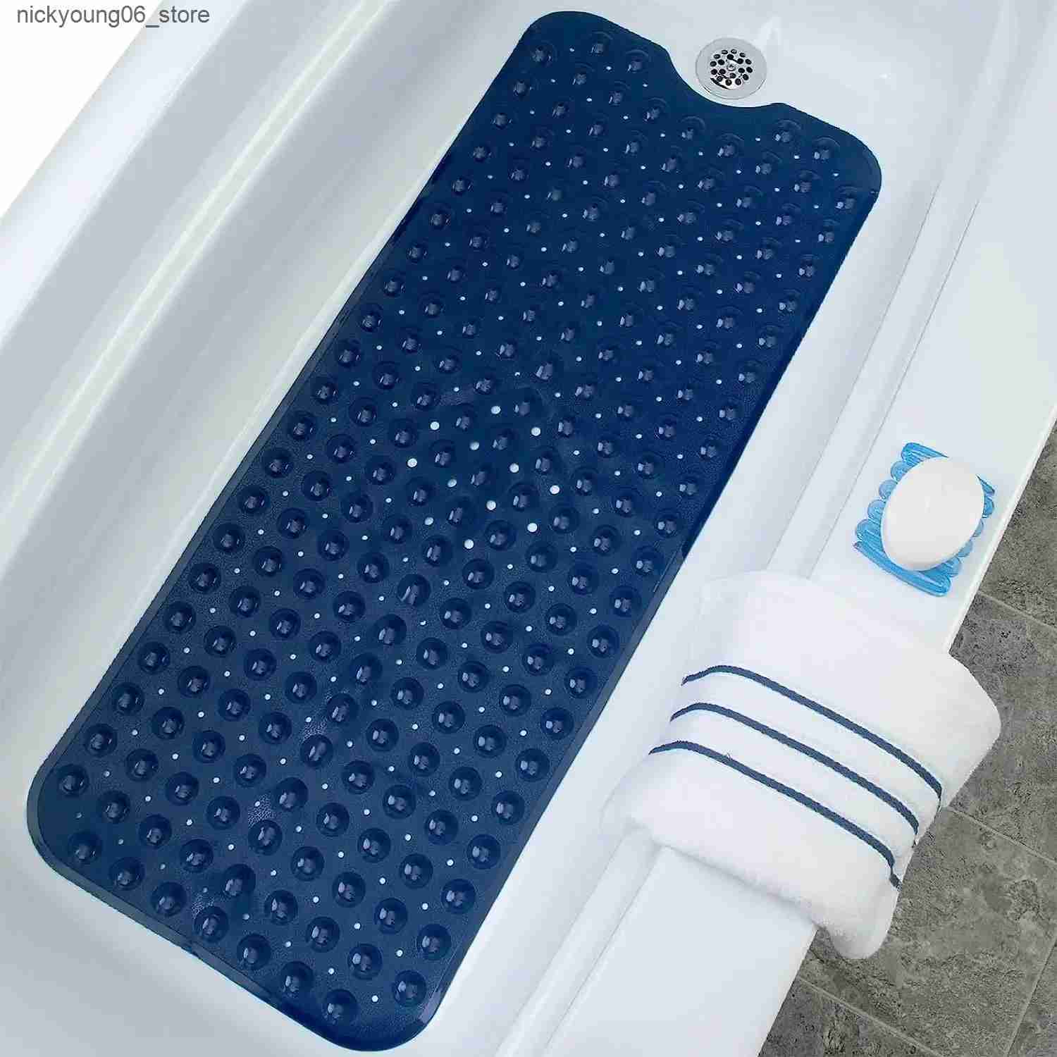 Non-Slip Bath Mats 100*40cm Bath Tub Shower Mat Non-Slip And Extra Large Bathtub Mat With Suction CupsMachine Washable Bathroom Mats With Drain L24091