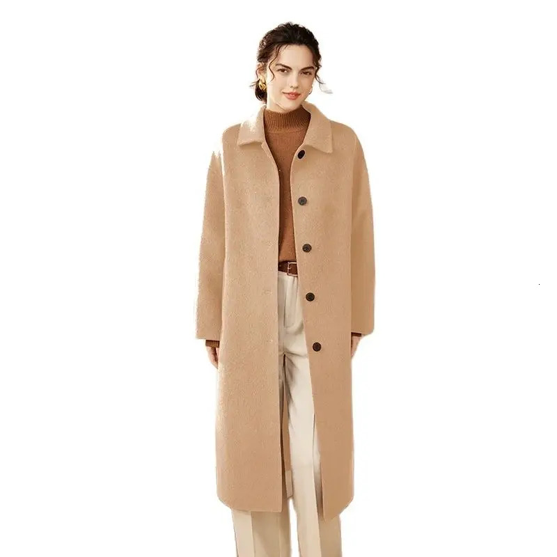 2024 Arrival Camel Wool LongCut Coat HighEnd Fashion Womens Autumn and Winter Comfortable Warm Woolen 241008